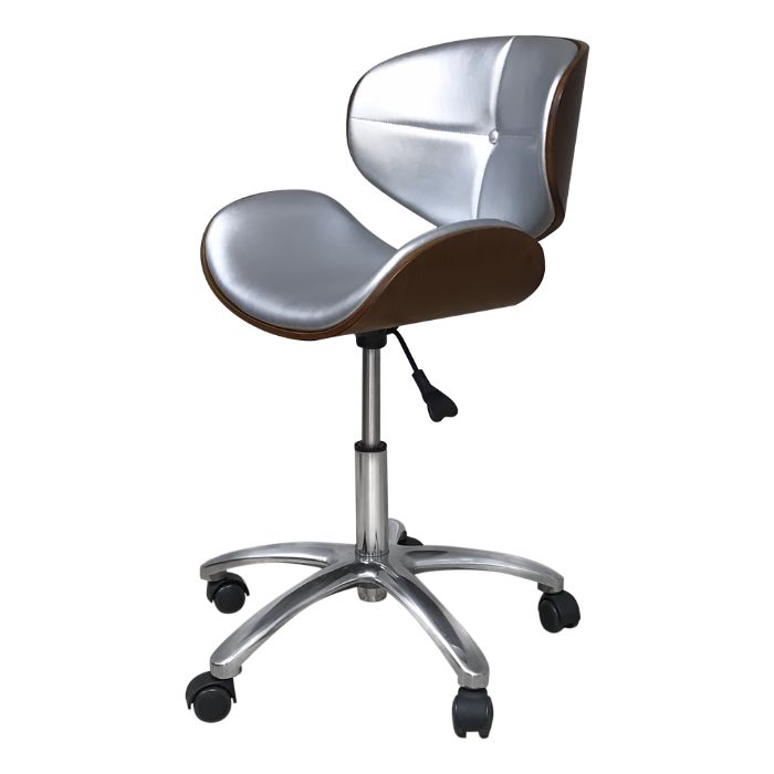 Табуретка с облегалка Hera - 43/55 - черна/бежова/сребриста