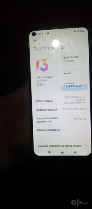 Redmi not 9 arzonchila