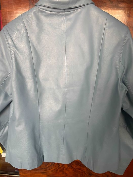 Jacheta piele naturala bleu