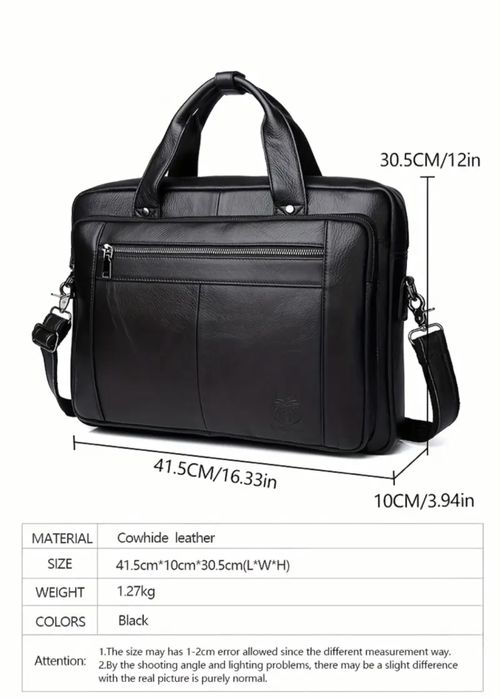 Мъжка класическа бизнес чанта с голям обем/Черна ест.кожа -10%Промоция