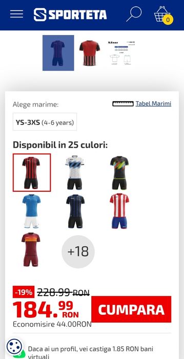 Echipamente fotbal AC Milan personalizat:Elias, Marius, Fabia