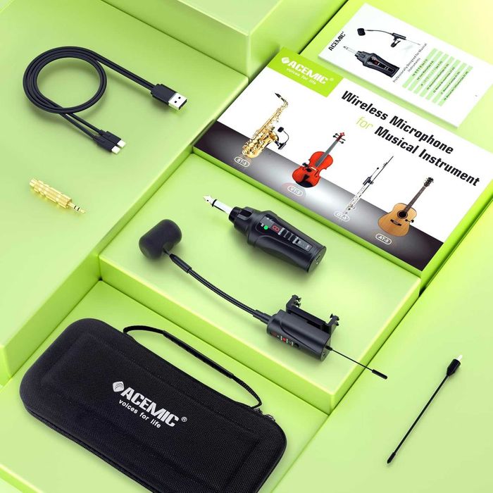 Set Wireless Cardioid condensator microfon pentru Vioara și Viola ACEMIC VT-5 Violin & Alto Shure