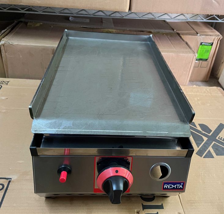 Газова скара стоманена плоча гладка 30х60см (2,9 KW) Газова защита+CE