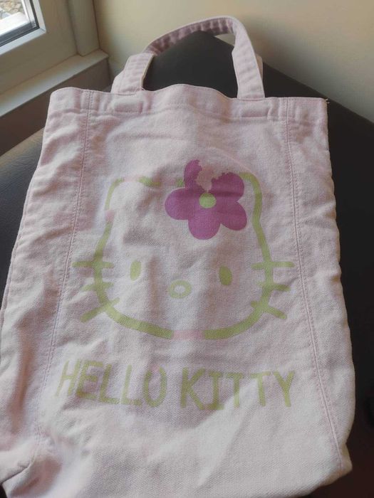Hello Kitty изцяло памучна плътна торба за пазаруване или друго