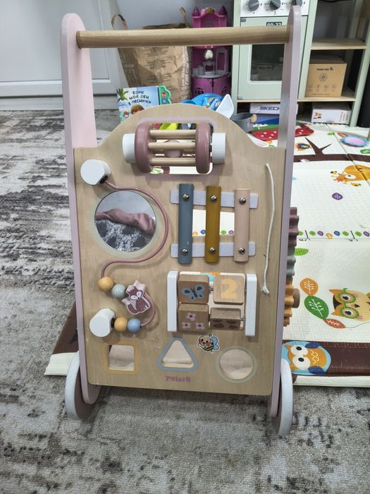 Дървена проходилка / уокър PolarB (Viga Toys) - розова