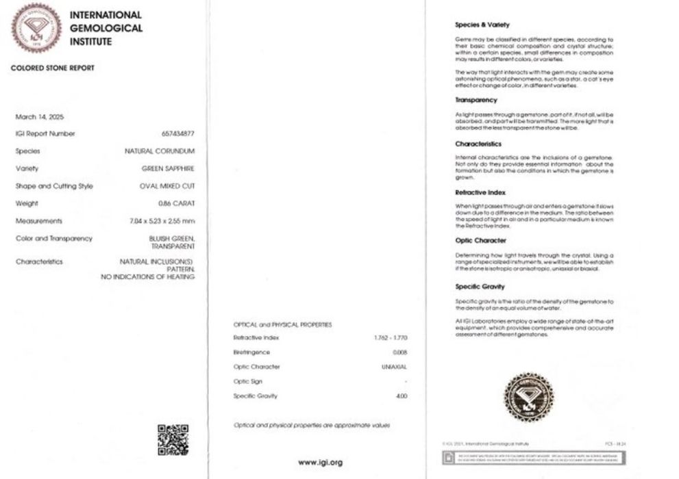 Safir 0,86 ct verde/albastru oval