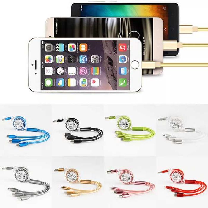 Cablu de incarcare 3 in 1. lungime 23 cm Nou ambalat!