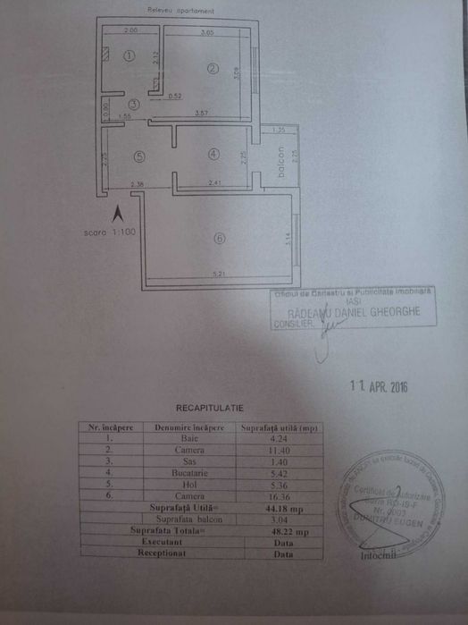 Apartament de vanzare cu doua camere,  Iasi, Dacia