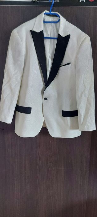 Sacou mire culoare alb negru cu sclipici