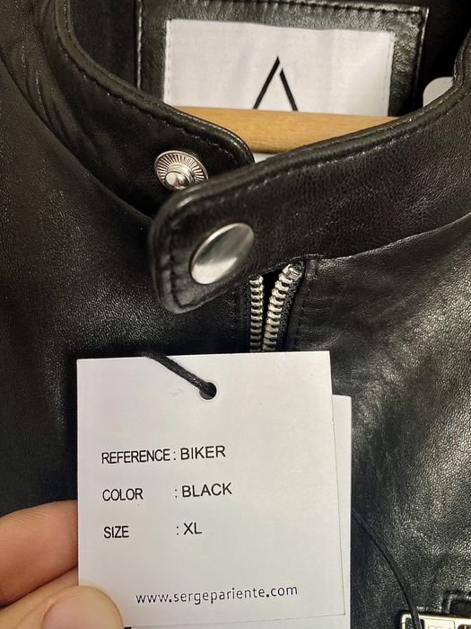 Естествена кожа яке Serge Pariente Biker Black.