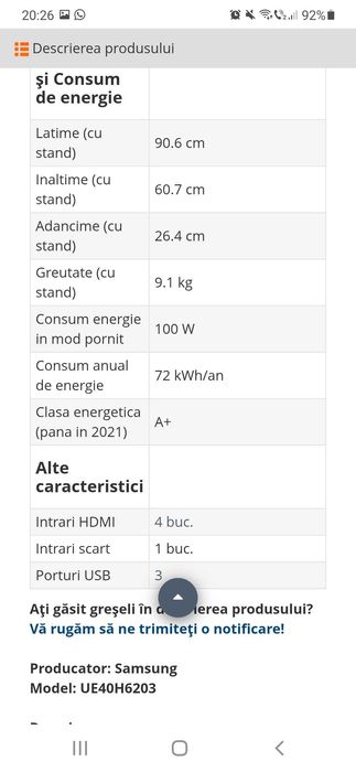 Vand televizor full HD led Samsung
