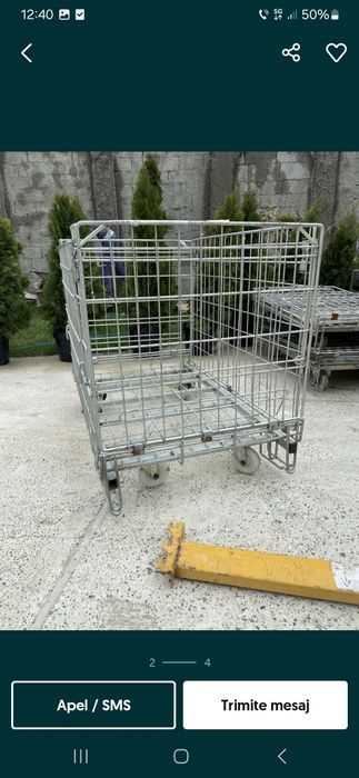 Boxpaleți metalice industriale pliabili cu podea  din tabla rezistenta