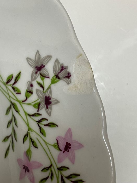 Голямо елипсовидно, порцеланово плато с маркировка