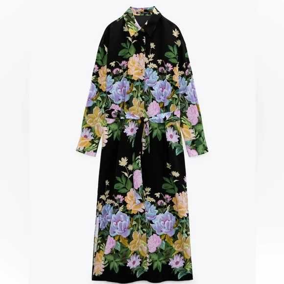 ZARA рокля тип риза на цветя