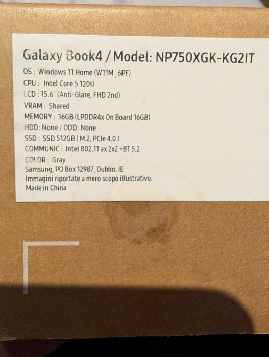 Laptop Samsung Galaxy Book 4 15" Intel Ultra 5 120U 16GB 512SSD Win 11