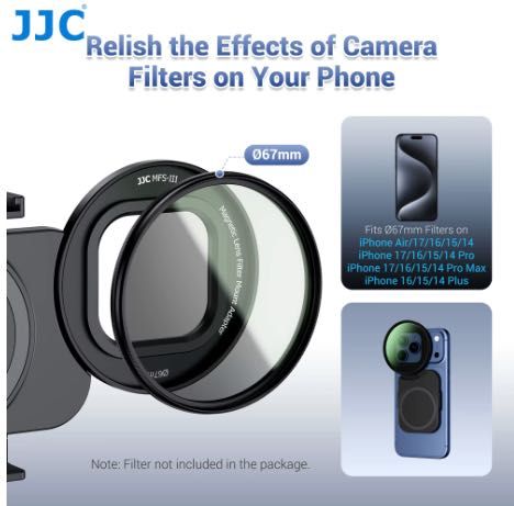 JJC 67 mm Variable ND Filter + CPL Magnetic Lens Filter Adapter Kit за iPhone за Айфон