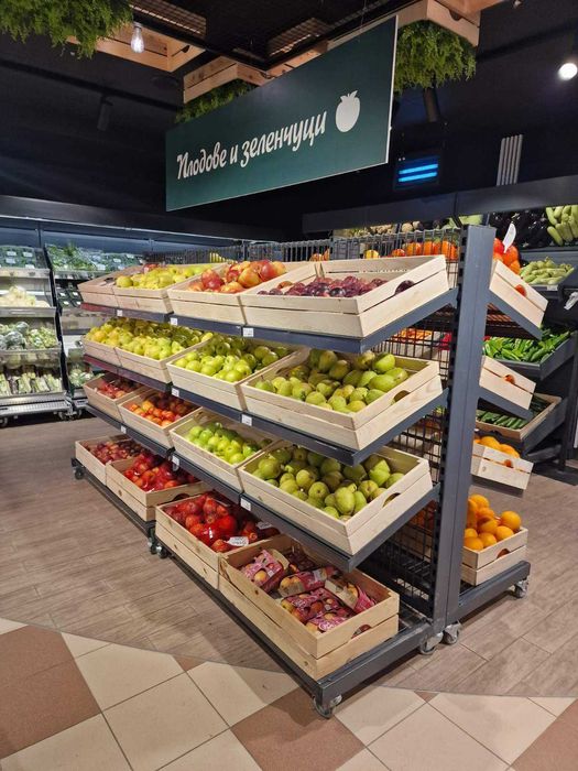 Стелаж - количка за плодове и зеленчуци Wanzl с 3 рафта, 135х93х161 см