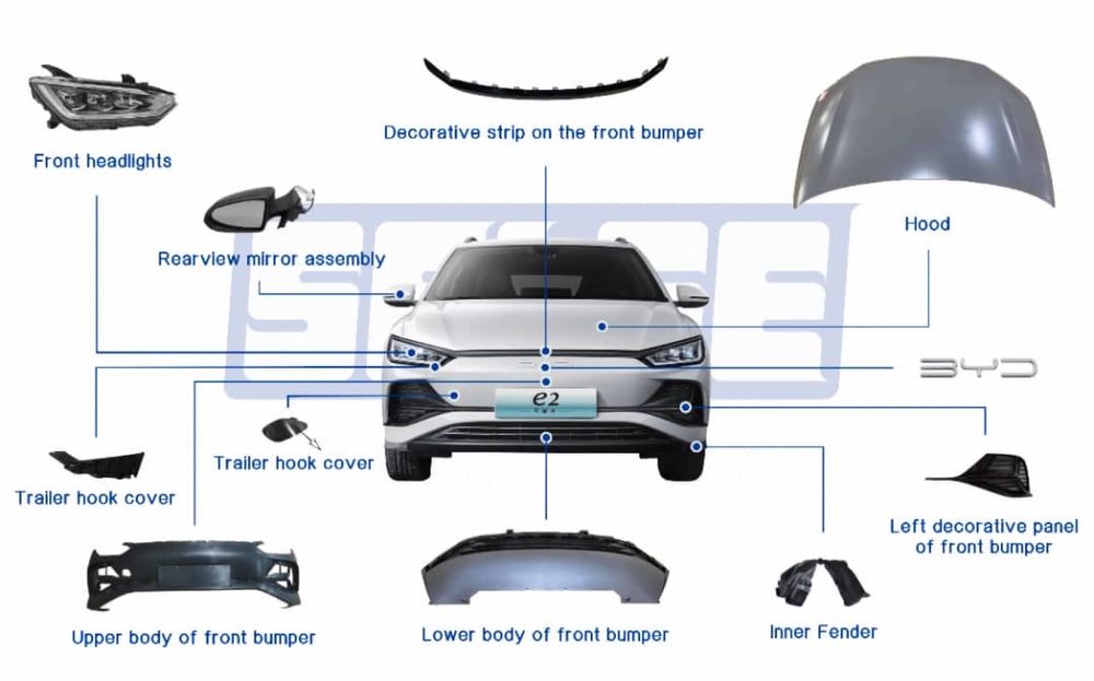 Byd E2 кузовные  и ходовые запчасти оптика и фары