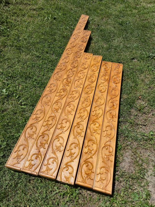 Set 6 galerii / draperii din lemn sculptat de tei, model rustic deosebit
