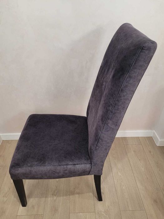 4 x новотапицирани столове за хранене с висока облегалка от сив кадифе