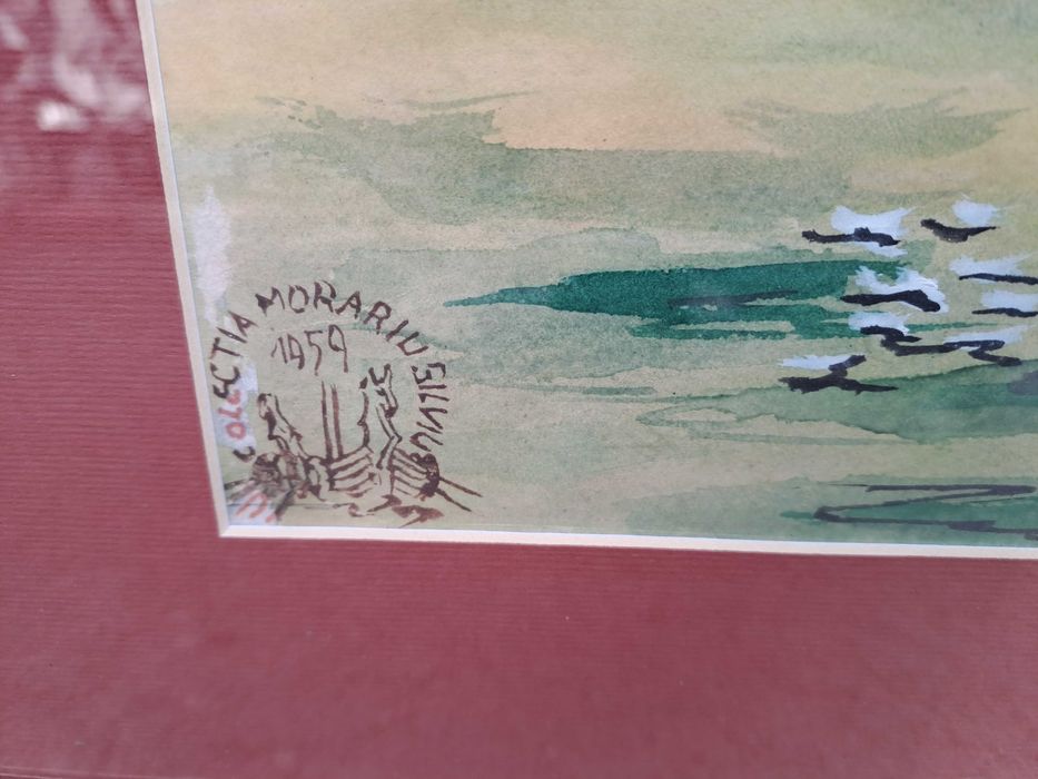 tablou desen acuarela 61/47 cm semnat Morariu Silviu datat 1959