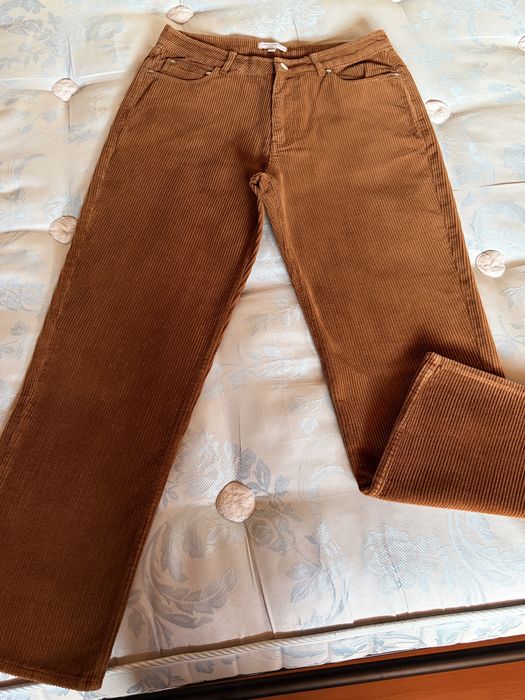 Equipment, premium, pantaloni catifea reiată, maro castaniu, cașmir