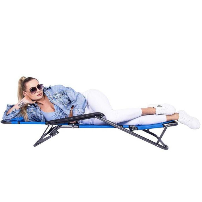Sezlong Fotoliu de Plajă / Camping Aluminiu Albastru