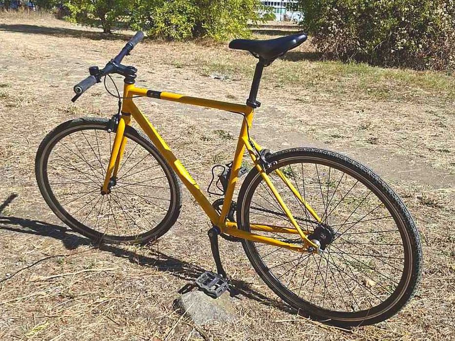 Градски велосипед Elops Single Speed 500, жълт, с ъпгрейди и нови гуми!