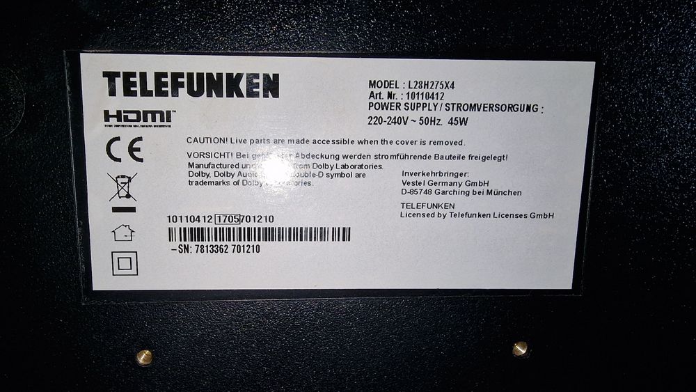 Televizor LED Telefunken cu HDMI si diagonala 70 cm