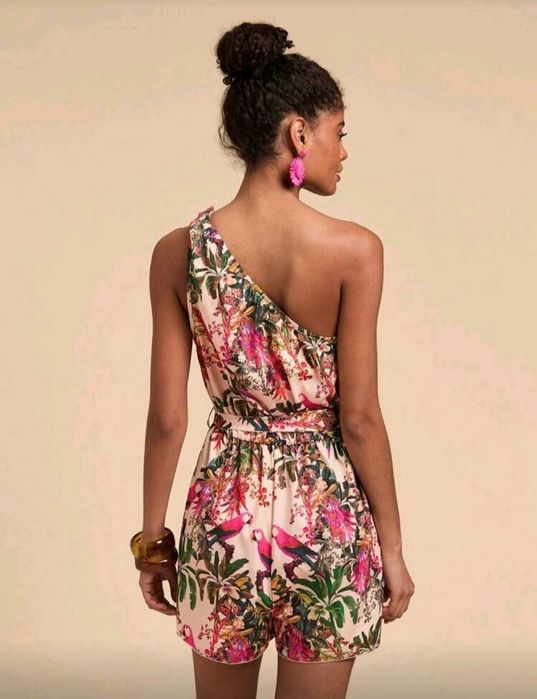 Дамски гащеризон без ръкави с колан