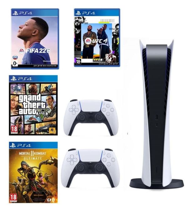 Аренда Сони плейстейшн 5, цена пять тысяч тенге 
Фифа 23
Юфс 4
Мортол