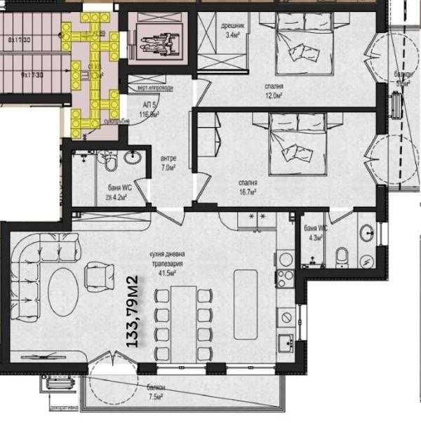 Продава се Тристаен апартамент в с. Звездица, Област Варна - 134 кв.м за 1000 €/кв.м - Снимка #3