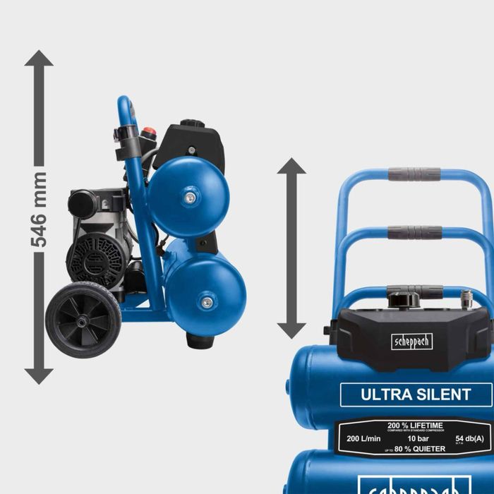 Супер тих Безмаслен Компресор 20л. Scheppach HC20Si-TWIN