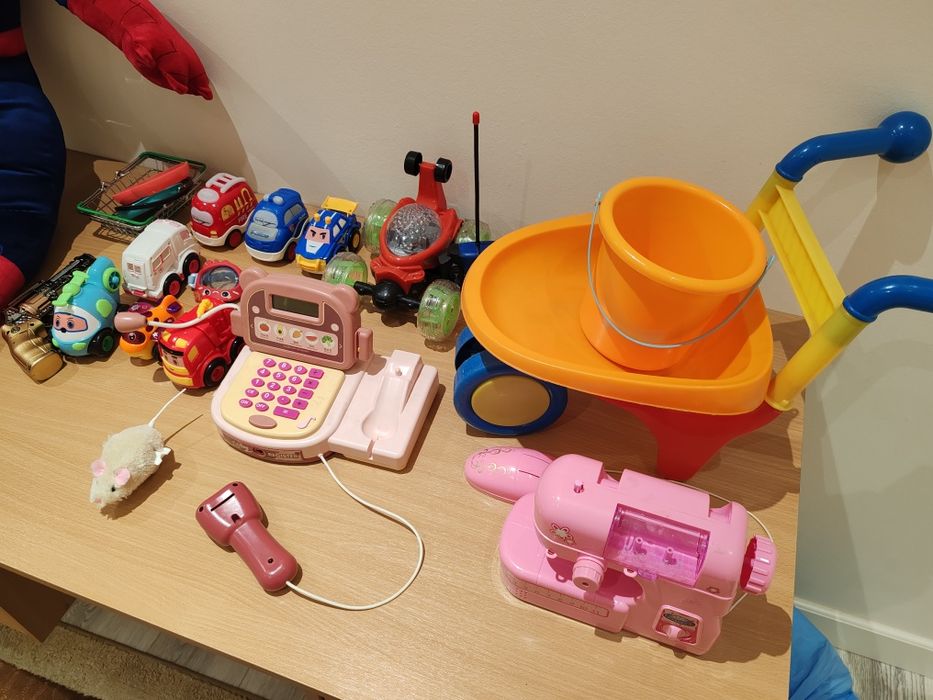 Большой набор детских игрушек машинки касса Человек Паук