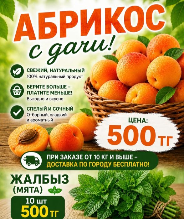 Продается свежий местный абрикос и Мята из дач!