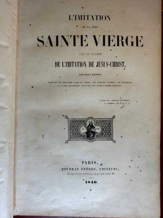 L’Imitation de la très Sainte Vierge, 1840, Paris, integrală în piele