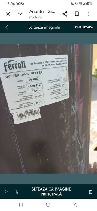 Vand puffer 1.000 litri ferroli