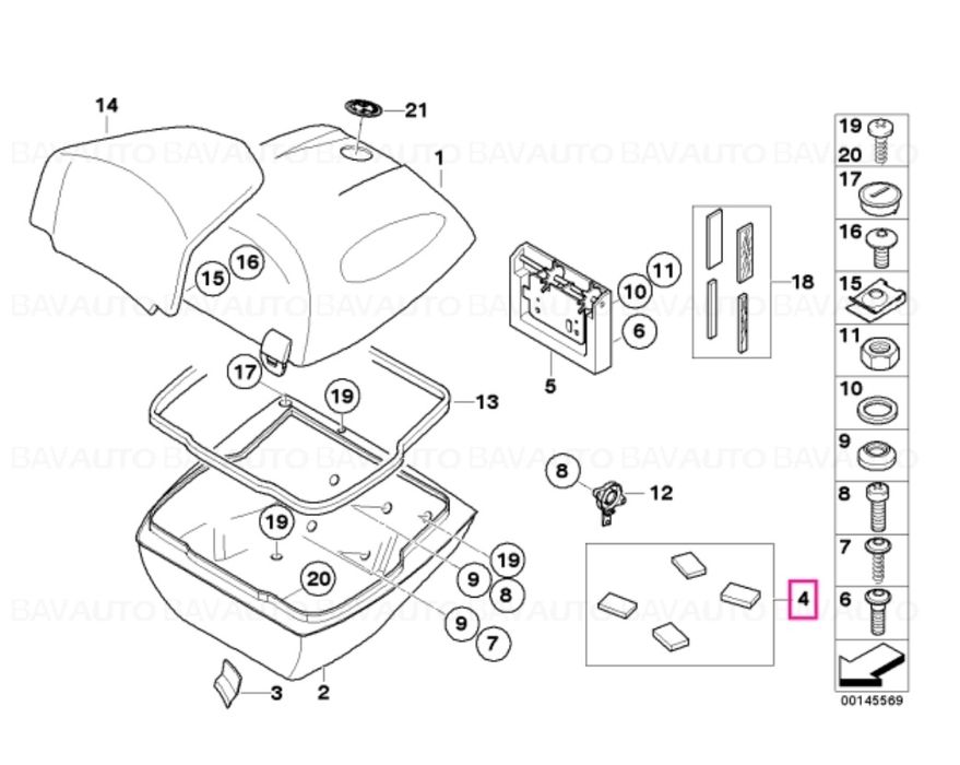 Tampoane cauciuc/buffere pentru topcase BMW de 49 litri