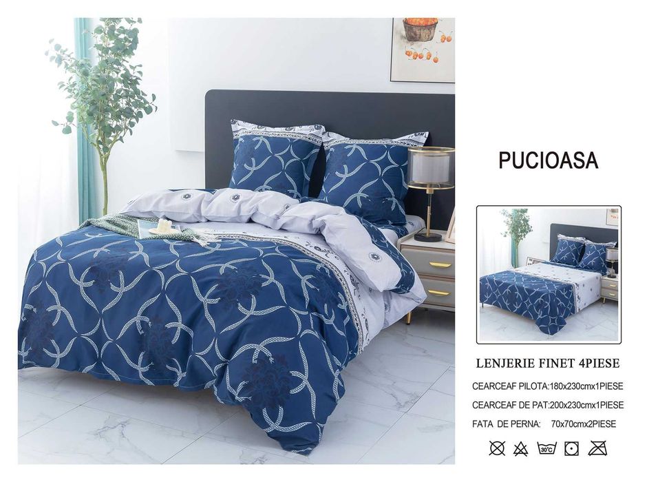Lenjerie de pat dublu 4 piese diverse modele - Lichidare de stoc
