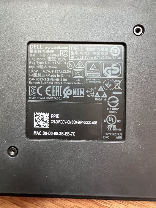 Док станция Dell K17A Type C + захранване Dell 90W