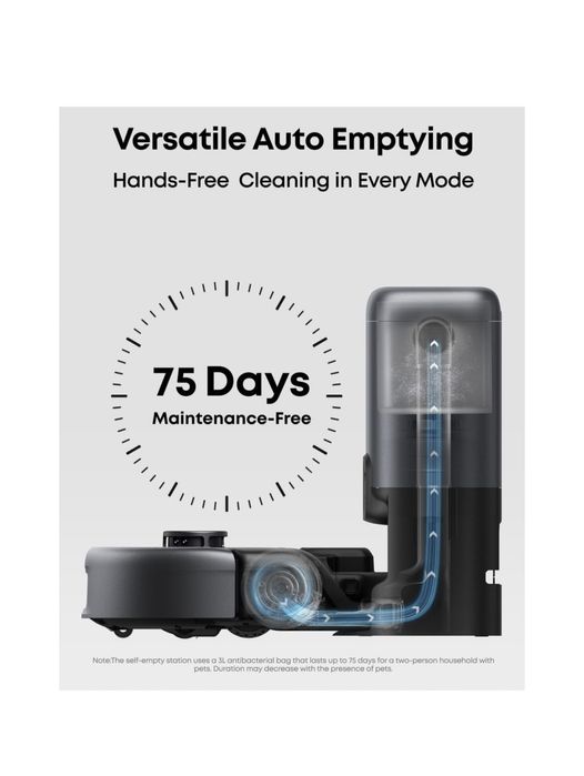 Aspirator robot eufy E20 3-in-1, 8.000Pa/30000Pa, Statie Auto-Golire