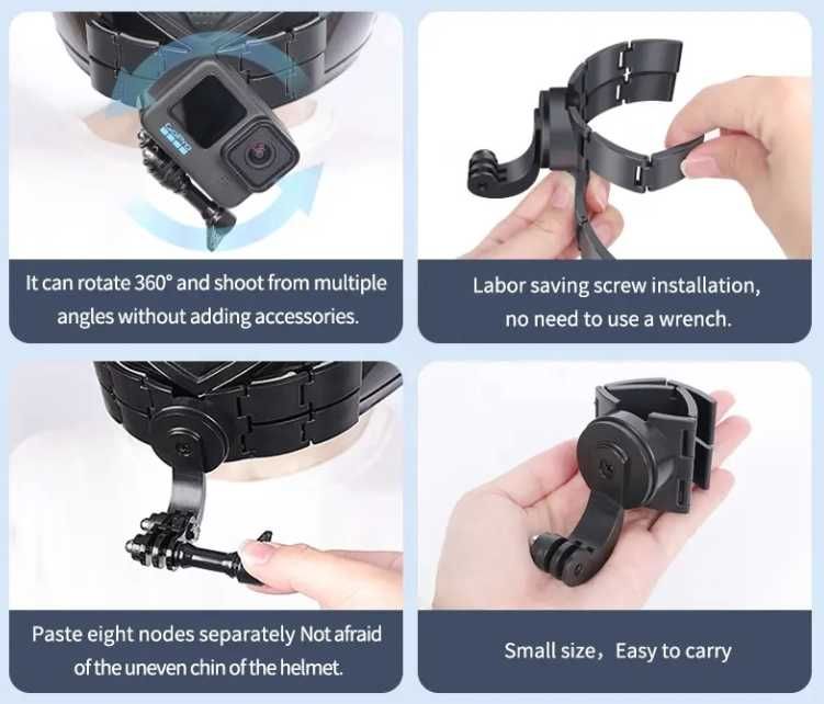 Suport fixare tip fluture a camere la casca de motocicleta, bicicleta