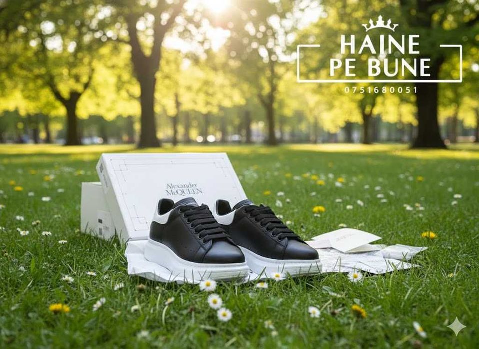 Adidasi Alexander Mc Q u e e n Negru Alb - Piele - Full Box