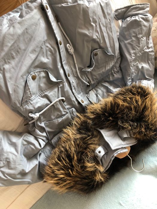 зимно яке с естествен косъм