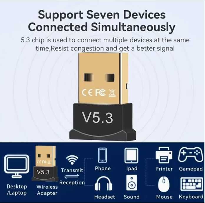 USB BT5.3 Безжичен мрежов адаптер
