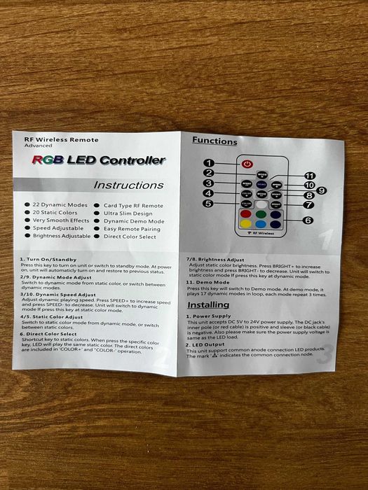 Controler radiofrecvență (RF) RF-RGB-17-5V USB pentru benzi LED RGB