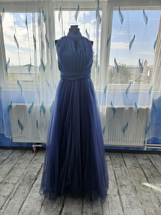 Rochie albastra din tull voal