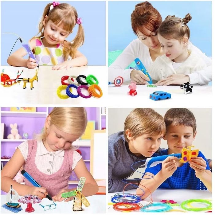 Детски 3D молив с LCD дисплей, включена нишка 50 м, защита за пръсти