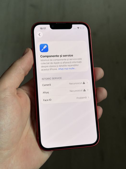 iPhone 13 / 128 GB / Baterie 86% / Rosu / FACE ID DEFECT /