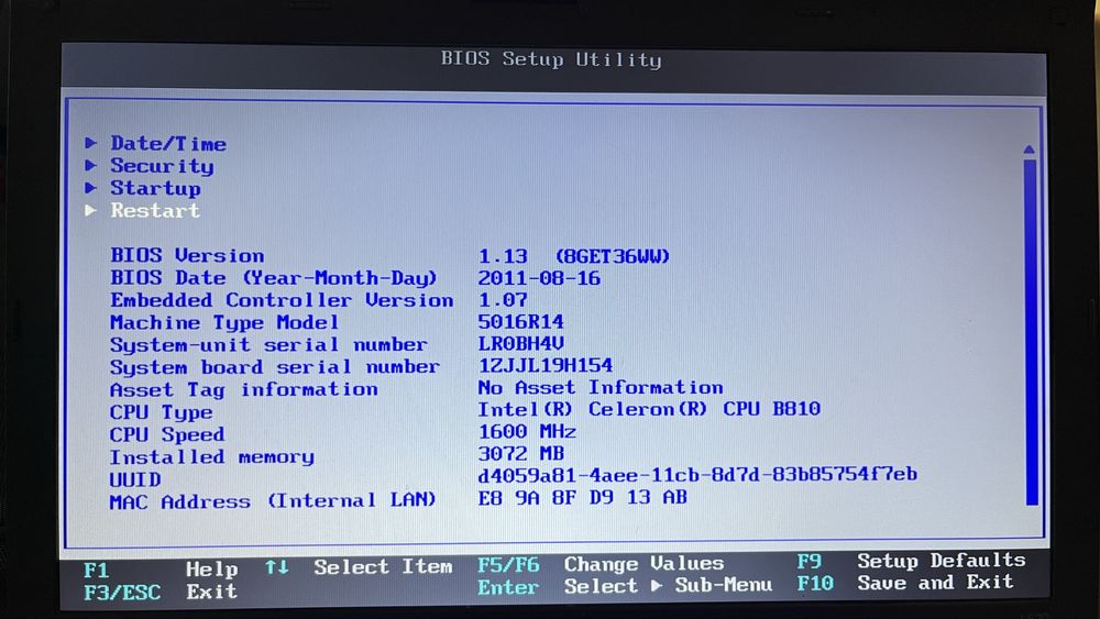 Lenovo L520 1.6, 3GB, 250 GB HDD